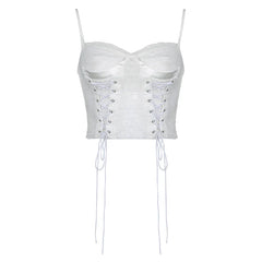 Pydshop 2024 Fashion Woman tops y2k style White Strap Tie Up Bandage Corset Top