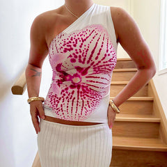 Pydshop Shira Large Floral Print One Shoulder Top