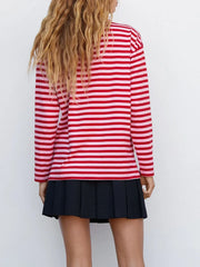 Pydshop Women Y2k Long Sleeve Shirt Top Striped O Neck Drop Shoulder Tunic Tops Fall 2024 Tee Shirts Vintage Clothing