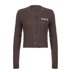 Pydshop 2024 Fashion Woman tops y2k style Vintage Cardigan Butterfly Embroidery Knit Sweater