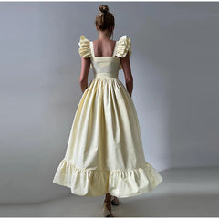 Striped Flounce Halter A-Line Dress