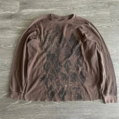 Pydshop Womens Y2k Grunge Emo Star Skull Print Skeleton Goth Fairy Long Sleeve T Shirt Baggy Aesthetic Vintage 90s Teen Girls Tops