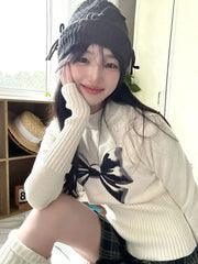 Pydshop American Style Half-high Collar Sweater Mujer Spring Autumn New Butterfly Print Tops Y2k Slim Fit Long Sleeve Knitted Pullover