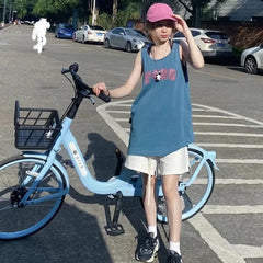 Pydshop American Retro Lazy Style Vest for Women Y2k E-Girl O-neck Sleeveless Tops Mujer 2024 Summer New Loose All-match Tank Top