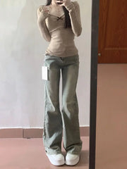 Pydshop All-match Square Collar Lace Bow Tops Mujer 2024 Early Autumn New T-shirt for Women Y2k Slim Fit Long Sleeve Tee Shirt