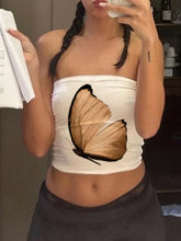 Pydshop Floral Print Strapless Tube Tops Summer Y2K Smocked Crop Tops Women Sexy Slim Fit Off Shoulder Backless Bandeau Tops Streetwear