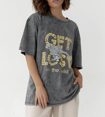 Pydshop Acid Washed Vintage T Shirt Streetwear Hip Hop Punk Harajuku Print T Shirt Women Casual Cotton Short Sleeve Tops Y2k