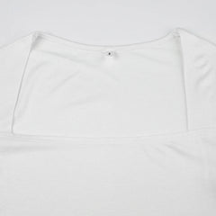 Pydshop 2024 Fashion Woman tops y2k style Casual Square Neck Long Sleeves Top