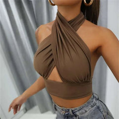Pydshop y2k Halter Top Women Summer Clothes Solid Color Sleeveless Backless Vest T Shirt 2000s Aesthetic Clothing Streetwear