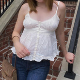 Pydshop 90s 00s Aesthetic Retro Ruffles Milkmaid Top Y2K Fairycore Grunge Plaid Camisole Summer V Neck Sleeveless Kawaii Crop Top Women