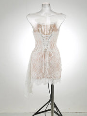 Lace Panel Corset Mini Dress