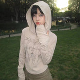 Pydshop 2024 Autumn New Hoodie Sweatshirts Fashion Slim Fit Print Tops Women Y2k E-Girl Long Sleeve All-match Sweatshirt Mujer