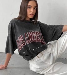 Pydshop Acid Washed Vintage T Shirt Streetwear Hip Hop Punk Harajuku Print T Shirt Women Casual Cotton Short Sleeve Tops Y2k