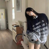 Pydshop - Gradient Sueter Mujer Women Autumn Letter Long Sleeve Top Oversized Sweater Women Jumper Casual Outfit Korean Y2k Clothes