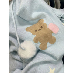 Pydshop - Jacquard Hooded Sweater Versatile Knitted Sweater Kawaii Cardigan Women Korean Fashion Long Sleeve Tops Y2k Clothes