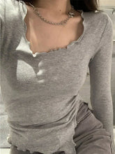 Pydshop Women Sexy Bodycon T-shirts Autunmn Women Long Sleeve Irregular Crop Top Modis Sheath T-shirts Fashion Spring Solid Tops korean