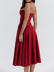 Samaria Red Corset Midi Sundress