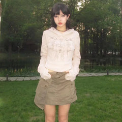 Pydshop 2024 Autumn New Hoodie Sweatshirts Fashion Slim Fit Print Tops Women Y2k E-Girl Long Sleeve All-match Sweatshirt Mujer