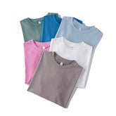 Pydshop 2023 Summer Women Casual Basic Cotton T shirt Short sleeve Casual top New tees Thick High quality Shirt Pink Grey Green Blue