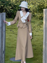 Pydshop French Women Autumn 2 Pieces Set Elegant Long Sleeve Blazer Bow Top Casual A-line Midi Skirt 2023 Spring Solid Lady Clothes