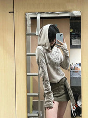 Pydshop Sweet Cool Loose Hoodie Tops Women 2024 Early Autumn New Sweatshirts Mujer Y2k Slim Fit Long Sleeve Pullover