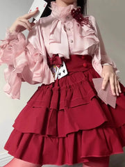 Pydshop Japanese Kawaii Girl Sweet Cute Lolita Lantern Sleeve Shirt Summer Y2k Aesthetic Lace Patchwork Blouse Top Women JK Loose Blusas