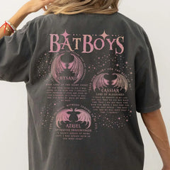 Pydshop ACOTAR Bat Boys Shirt Sarah J Maas Book Boyfriend Night Court 100% Cotton Loose Retro Shirt Unisex Tee Fantasy Apparel Y2K Top