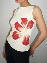 Pydshop Y2k Vintage Crop Tops Floral Print Slim Fitted Sleeveless Vest Shirt Women Summer Casual Tank Tops Female Fashion Party Clubwear