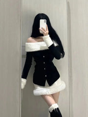 Pydshop Fashion Sexy Off Shoulder Long Sleeve Slim Fit Tops Women+ Y2k High Waist Bodycon Skirts Early Autum New Two Piece Sets