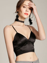 2023 Pydshop Satin Crop Tops Women Short Solid Ladies Vest Tops Fashion Streetwear Tank Top Tube Female Black White Party Club