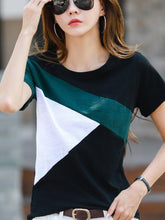 2022 Summer Tshirt Woman 100% Cotton Women Short Sleeve Shirts Tops O-Neck Shirt Tees Loose Patchwork Tops Casual High Quality