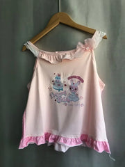 Pydshop 2024 Summer New Sleeveless Tops Mujer Sweet Cute Lolita Rabbit Cake Vest for Women Y2k E-Girl Slim Fit Lace Ruched Tank Top