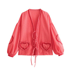 Bernice Vintage Loose Heart Pockets Shirt