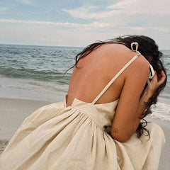 A-line Sling Cotton V-neck Dress