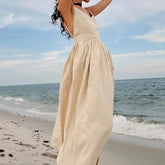 A-line Sling Cotton V-neck Dress