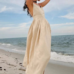 A-line Sling Cotton V-neck Dress