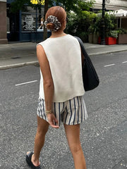 Pydshop Casual Lace Up Vest Top For Women V Neck Sleeveless Knitted Top Slim Fit Cut Out Autumn New Fashion Female Cardigan Vest