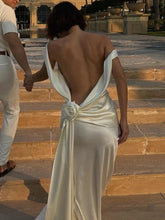 Backless High Split Satin Maxi Dress