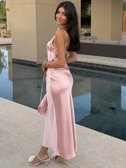 Backless Lace-Up Cut-Out Midi Dress