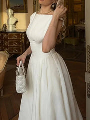 Backless O-Neck A-Line High Waist Dress