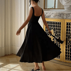 Backless O-Neck A-Line High Waist Dress