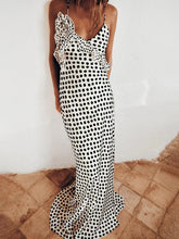 Backless Spaghetti Strap Floral Dot Maxi Dress