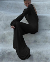 Backless White Long Sleeved Slim Fit Dress