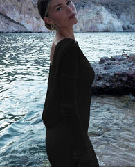 Backless White Long Sleeved Slim Fit Dress