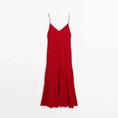 Beach Style Backless Ruffle Maxi Dress