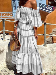 Boho Off-Shoulder A-Line Beach Dress