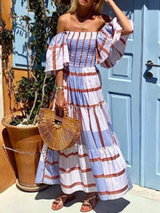 Boho Off-Shoulder A-Line Beach Dress