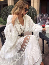 Boho V Neck Lace Patchwork Noble Elegant Evening Party Night Dress