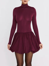 Burgundy Turtleneck Mini Dress
