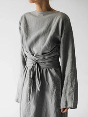 Casual Solid Cotton Linen Dress